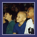 Elementary school children enjoy a musical workshop.